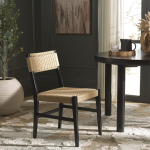 Safavieh Dutton Woven Dining Chair – Elegant Natural Rubberwood & Paper Cord For A Stylish Dining Experience Natural ,Black Wood,Paper Cord Dch9200c