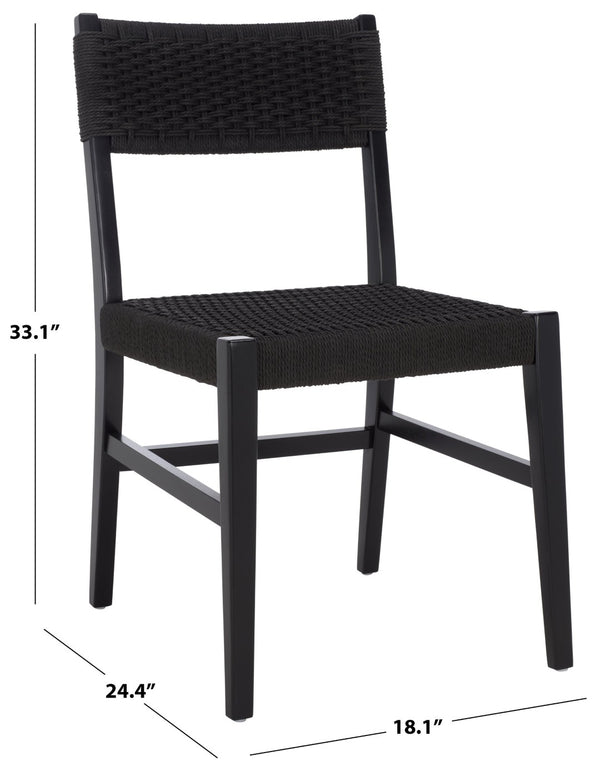 Safavieh Dutton Woven Dining Chair: Elegant Minimalist Design With Natural Rubberwood Frame For Comfort Black Seat / Black Frame DCH9200D