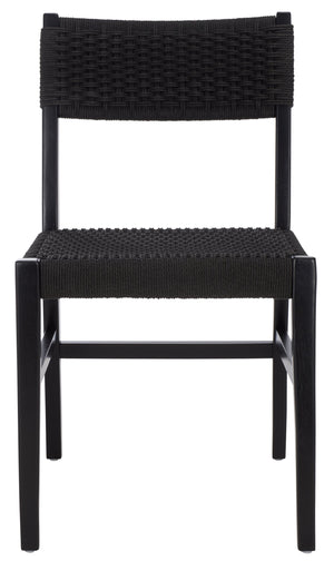 Safavieh Dutton Woven Dining Chair – Elegant Natural Rubberwood & Paper Cord For A Stylish Dining Experience Black ,Black Wood,Paper Cord Dch9200d