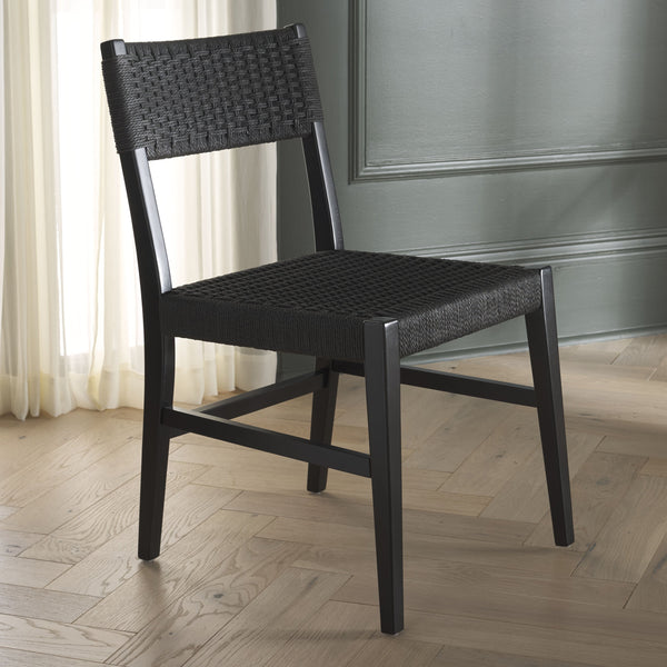 Safavieh Dutton Woven Dining Chair – Elegant Natural Rubberwood & Paper Cord For A Stylish Dining Experience Black ,Black Wood,Paper Cord Dch9200d