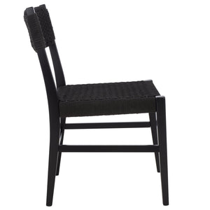 Safavieh Dutton Woven Dining Chair – Elegant Natural Rubberwood & Paper Cord For A Stylish Dining Experience Black ,Black Wood,Paper Cord Dch9200d