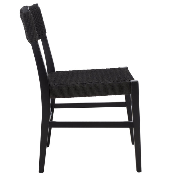 Safavieh Dutton Woven Dining Chair – Elegant Natural Rubberwood & Paper Cord For A Stylish Dining Experience Black ,Black Wood,Paper Cord Dch9200d