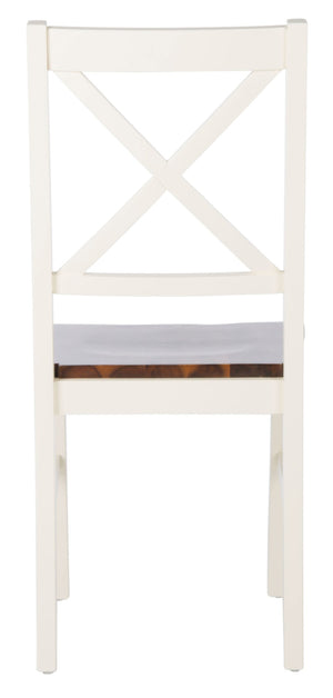 Safavieh AKASH Dining Chair Set of Two – Timeless Sheraton Design with X-Back Detail for Elegant Dining Spaces White / Natural DCH9210A-SET2