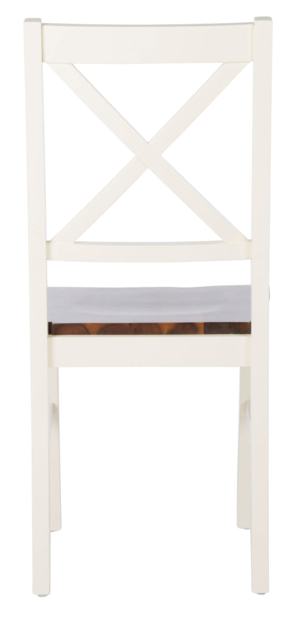 Safavieh AKASH Dining Chair Set of Two – Timeless Sheraton Design with X-Back Detail for Elegant Dining Spaces White / Natural DCH9210A-SET2