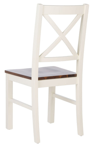 Safavieh AKASH Dining Chair Set of Two – Timeless Sheraton Design with X-Back Detail for Elegant Dining Spaces White / Natural DCH9210A-SET2