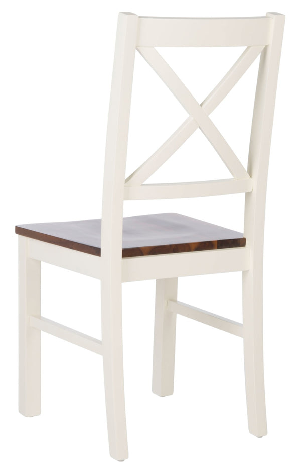 Safavieh AKASH Dining Chair Set of Two – Timeless Sheraton Design with X-Back Detail for Elegant Dining Spaces White / Natural DCH9210A-SET2