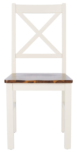 Safavieh AKASH Dining Chair Set of Two – Timeless Sheraton Design with X-Back Detail for Elegant Dining Spaces White / Natural DCH9210A-SET2