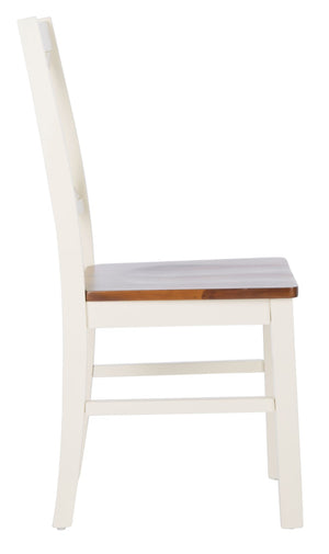 Safavieh AKASH Dining Chair Set of Two – Timeless Sheraton Design with X-Back Detail for Elegant Dining Spaces White / Natural DCH9210A-SET2