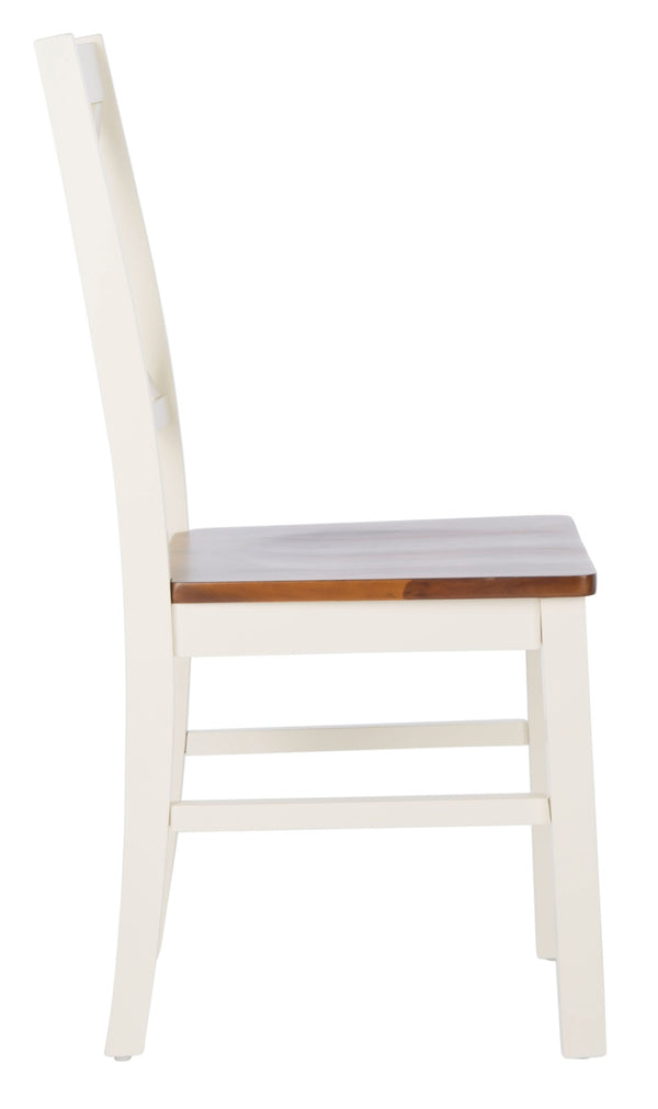 Safavieh AKASH Dining Chair Set of Two – Timeless Sheraton Design with X-Back Detail for Elegant Dining Spaces White / Natural DCH9210A-SET2