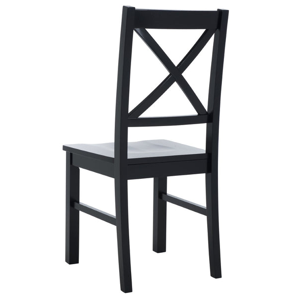 Safavieh AKASH Dining Chair Set of Two – Timeless Sheraton Design with X-Back Detail for Elegant Dining Spaces Black DCH9210B-SET2
