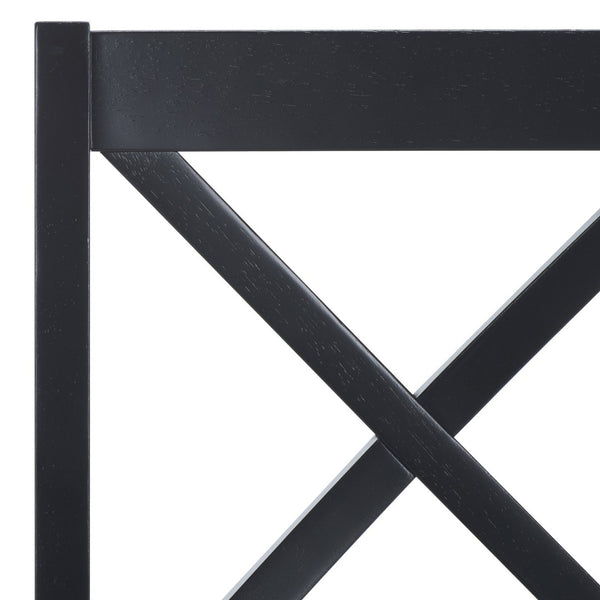 Safavieh AKASH Dining Chair Set of Two – Timeless Sheraton Design with X-Back Detail for Elegant Dining Spaces Black DCH9210B-SET2
