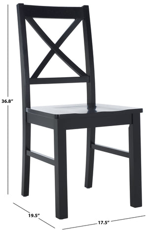 Safavieh AKASH Dining Chair Set of Two – Timeless Sheraton Design with X-Back Detail for Elegant Dining Spaces Black DCH9210B-SET2