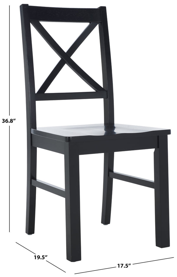 Safavieh AKASH Dining Chair Set of Two – Timeless Sheraton Design with X-Back Detail for Elegant Dining Spaces Black DCH9210B-SET2