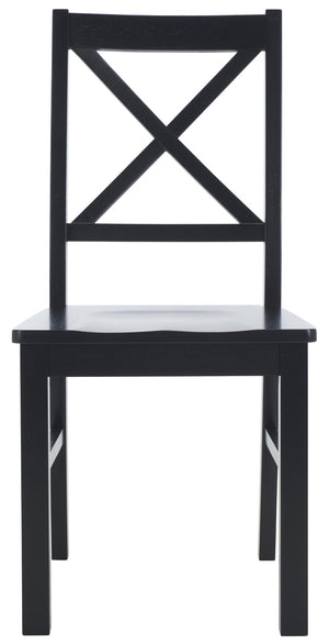 Safavieh AKASH Dining Chair Set of Two – Timeless Sheraton Design with X-Back Detail for Elegant Dining Spaces Black DCH9210B-SET2