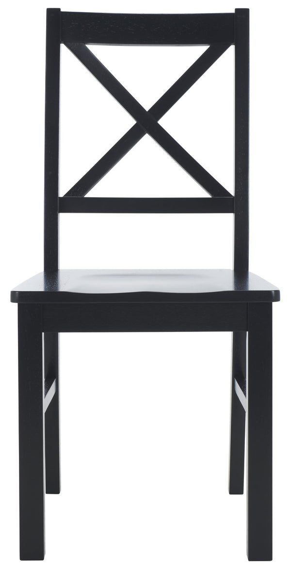 Safavieh AKASH Dining Chair Set of Two – Timeless Sheraton Design with X-Back Detail for Elegant Dining Spaces Black DCH9210B-SET2