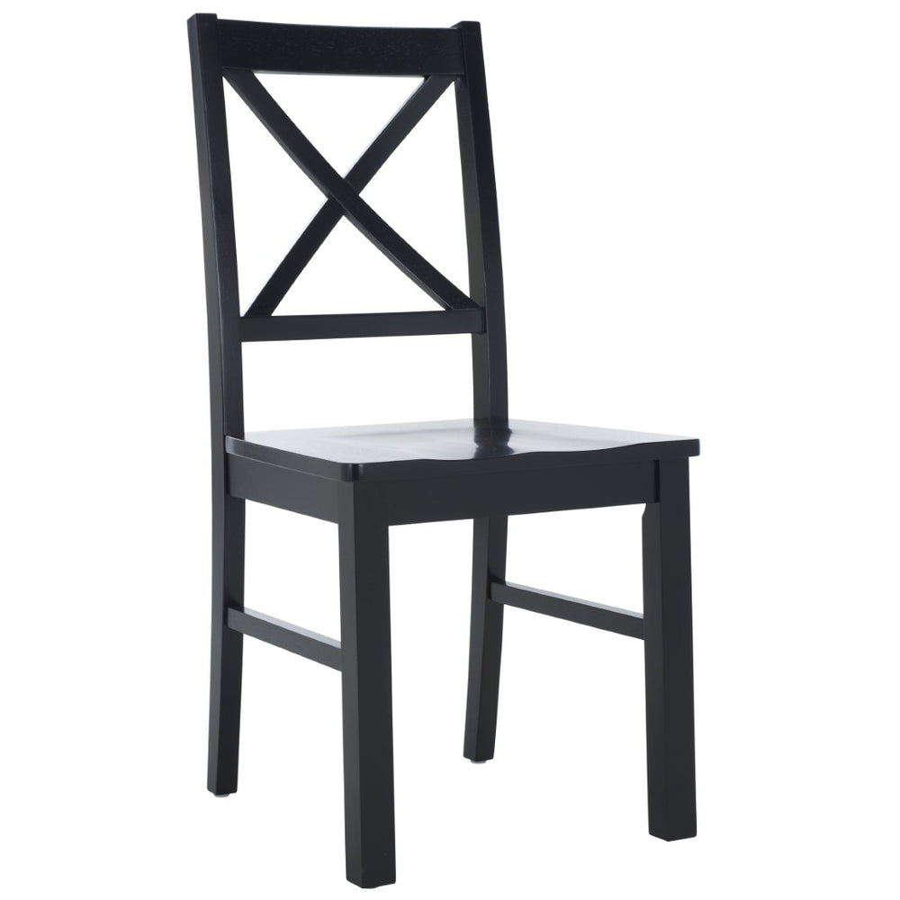 Safavieh AKASH Dining Chair Set of Two – Timeless Sheraton Design with X-Back Detail for Elegant Dining Spaces Black DCH9210B-SET2