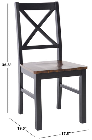 Safavieh Akash Dining Chair - Stylish Rubberwood Design For Modern Homes, Perfect For Dining Spaces And Gatherings Black ,Natural Rubberwood,Acacia,Plywood Dch9210c-set2