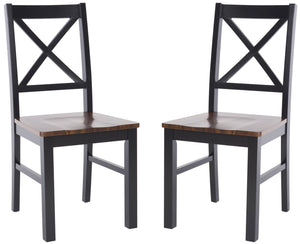 Safavieh Akash Dining Chair - Stylish Rubberwood Design For Modern Homes, Perfect For Dining Spaces And Gatherings Black ,Natural Rubberwood,Acacia,Plywood Dch9210c-set2