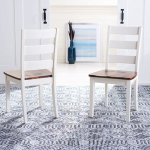 Safavieh SILIO Ladder Back Dining Chair Set of Two - Timeless Farmhouse Style for Cozy Dining Spaces White / Natural DCH9213A-SET2