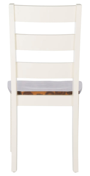 Safavieh SILIO Ladder Back Dining Chair Set of Two - Timeless Farmhouse Style for Cozy Dining Spaces White / Natural DCH9213A-SET2