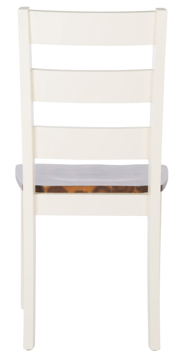 Safavieh SILIO Ladder Back Dining Chair Set of Two - Timeless Farmhouse Style for Cozy Dining Spaces White / Natural DCH9213A-SET2
