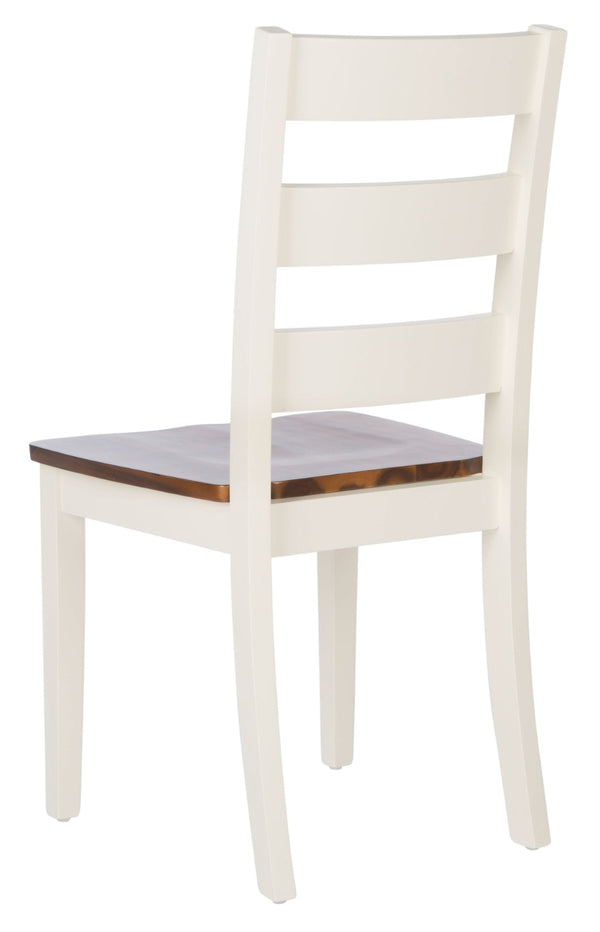 Safavieh SILIO Ladder Back Dining Chair Set of Two - Timeless Farmhouse Style for Cozy Dining Spaces White / Natural DCH9213A-SET2