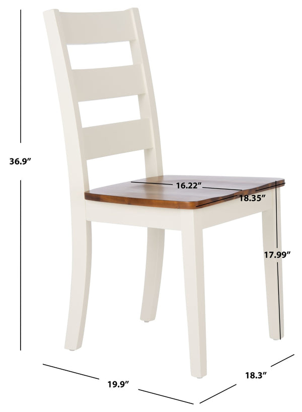 Safavieh SILIO Ladder Back Dining Chair Set of Two - Timeless Farmhouse Style for Cozy Dining Spaces White / Natural DCH9213A-SET2