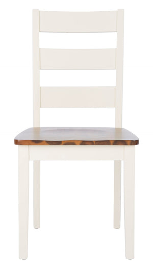 Safavieh SILIO Ladder Back Dining Chair Set of Two - Timeless Farmhouse Style for Cozy Dining Spaces White / Natural DCH9213A-SET2