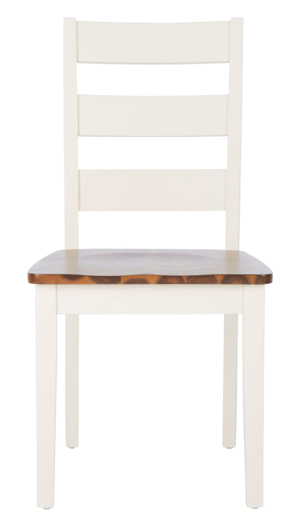 Safavieh SILIO Ladder Back Dining Chair Set of Two - Timeless Farmhouse Style for Cozy Dining Spaces White / Natural DCH9213A-SET2