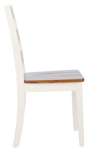 Safavieh SILIO Ladder Back Dining Chair Set of Two - Timeless Farmhouse Style for Cozy Dining Spaces White / Natural DCH9213A-SET2
