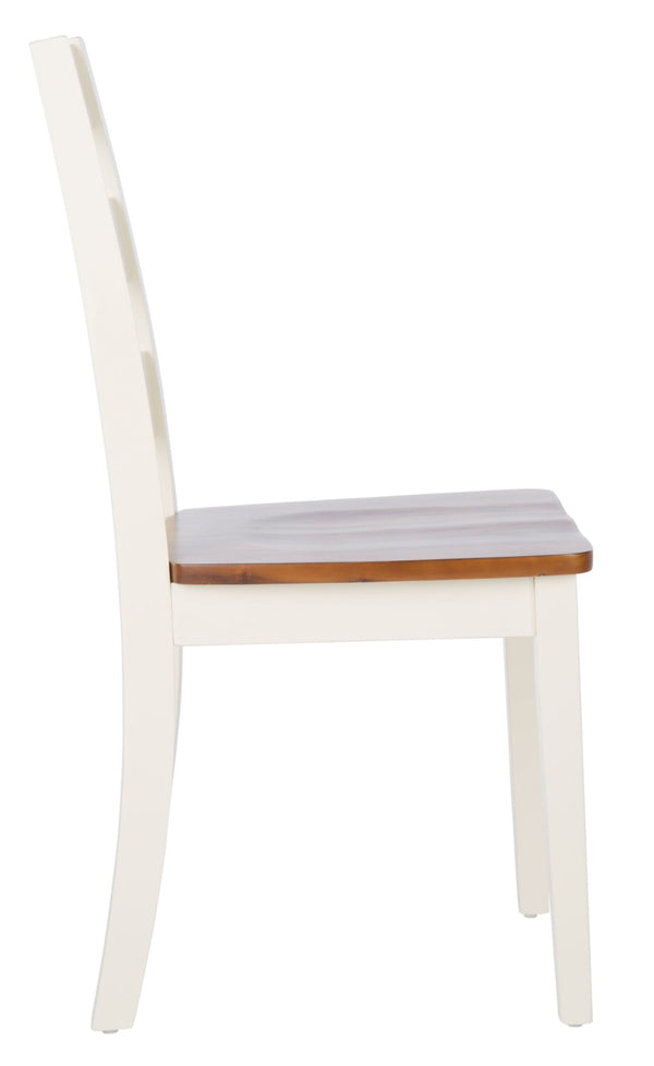 Safavieh SILIO Ladder Back Dining Chair Set of Two - Timeless Farmhouse Style for Cozy Dining Spaces White / Natural DCH9213A-SET2
