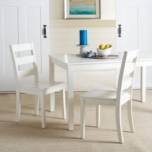 Safavieh SILIO Ladder Back Dining Chair Set of Two - Timeless Farmhouse Style for Cozy Dining Spaces White DCH9213B-SET2