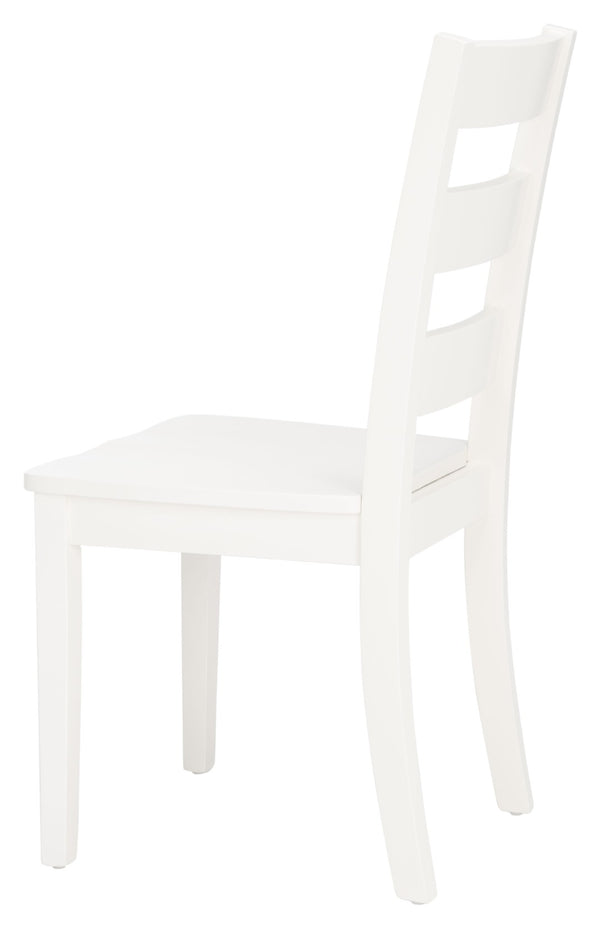 Safavieh SILIO Ladder Back Dining Chair Set of Two - Timeless Farmhouse Style for Cozy Dining Spaces White DCH9213B-SET2