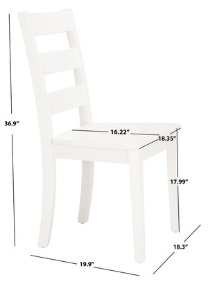 Safavieh SILIO Ladder Back Dining Chair Set of Two - Timeless Farmhouse Style for Cozy Dining Spaces White DCH9213B-SET2