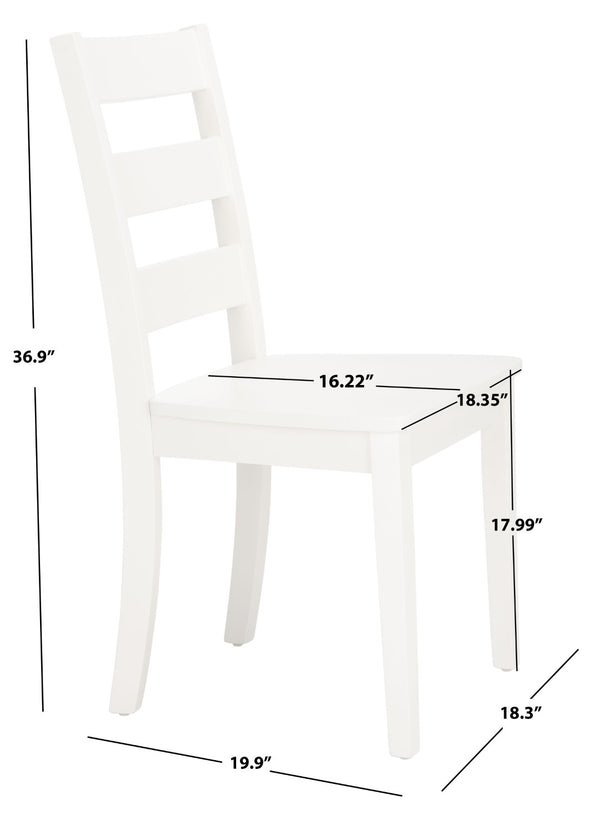 Safavieh SILIO Ladder Back Dining Chair Set of Two - Timeless Farmhouse Style for Cozy Dining Spaces White DCH9213B-SET2