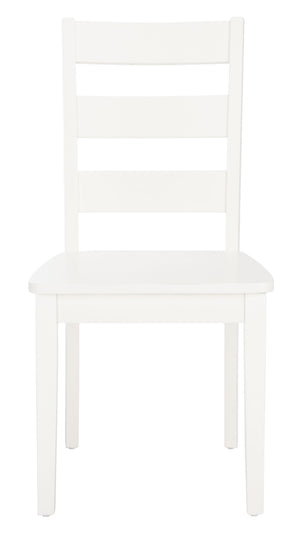 Safavieh SILIO Ladder Back Dining Chair Set of Two - Timeless Farmhouse Style for Cozy Dining Spaces White DCH9213B-SET2