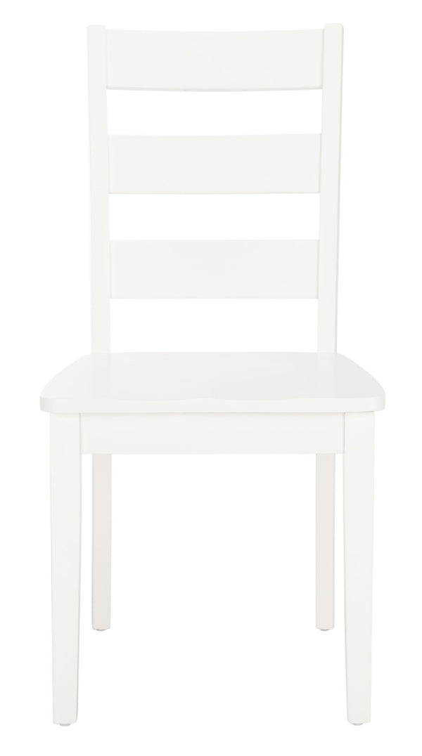 Safavieh SILIO Ladder Back Dining Chair Set of Two - Timeless Farmhouse Style for Cozy Dining Spaces White DCH9213B-SET2