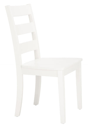 Safavieh SILIO Ladder Back Dining Chair Set of Two - Timeless Farmhouse Style for Cozy Dining Spaces White DCH9213B-SET2
