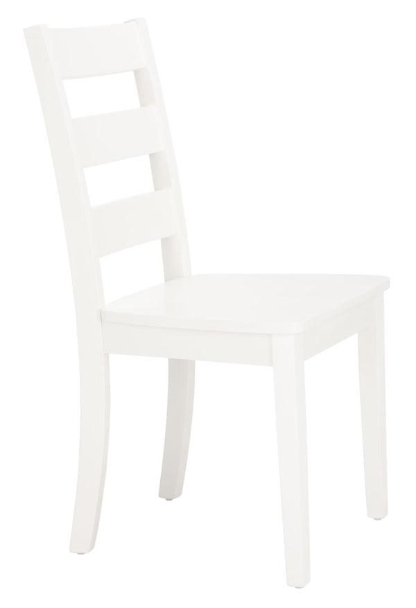 Safavieh SILIO Ladder Back Dining Chair Set of Two - Timeless Farmhouse Style for Cozy Dining Spaces White DCH9213B-SET2