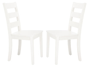 Safavieh SILIO Ladder Back Dining Chair Set of Two - Timeless Farmhouse Style for Cozy Dining Spaces White DCH9213B-SET2
