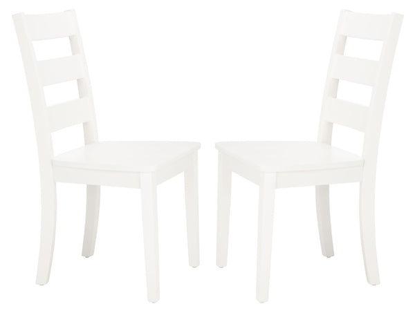Safavieh SILIO Ladder Back Dining Chair Set of Two - Timeless Farmhouse Style for Cozy Dining Spaces White DCH9213B-SET2