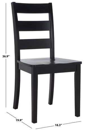 Safavieh SILIO Stylish Black Wood Ladder Back Dining Chair - Perfect for Modern Dining Rooms & Comfort DCH9213C-SET2