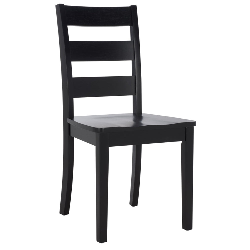 Safavieh SILIO Stylish Black Wood Ladder Back Dining Chair - Perfect for Modern Dining Rooms & Comfort DCH9213C-SET2