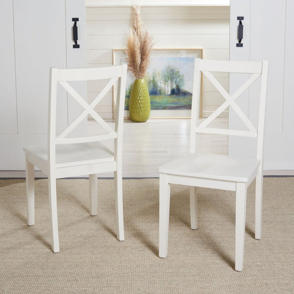 Safavieh SILIO X-Back Dining Chair Set of 2 – Classic White Farmhouse Style for Modern Dining Spaces DCH9214B-SET2