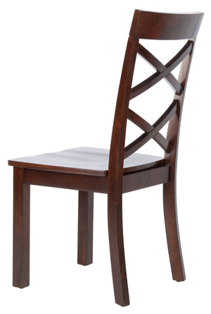 Safavieh AINSLEE Dining Chair Set of 2 - Classic Brown, Cozy Comfort with Double Crossed-Back Design DCH9217A-SET2