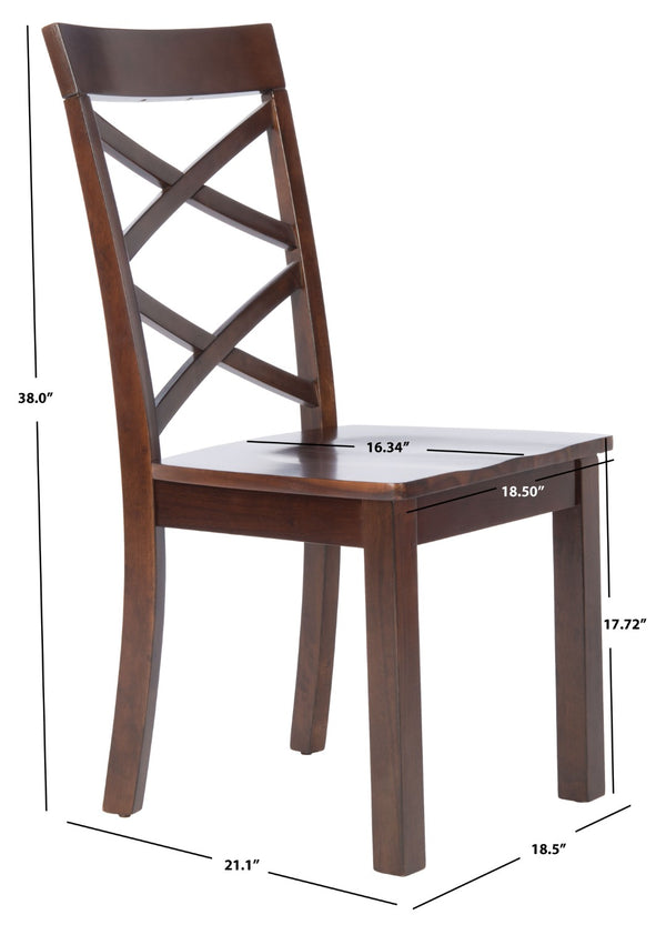 Safavieh AINSLEE Dining Chair Set of 2 - Classic Brown, Cozy Comfort with Double Crossed-Back Design DCH9217A-SET2