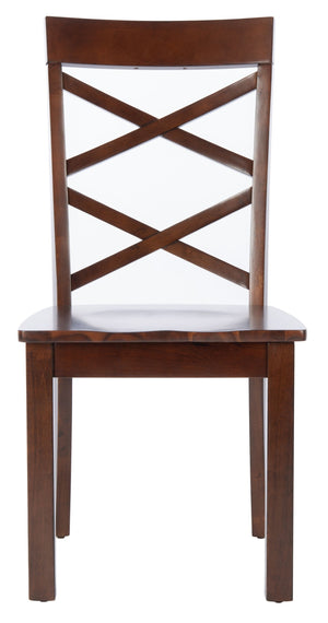Safavieh AINSLEE Dining Chair Set of 2 - Classic Brown, Cozy Comfort with Double Crossed-Back Design DCH9217A-SET2