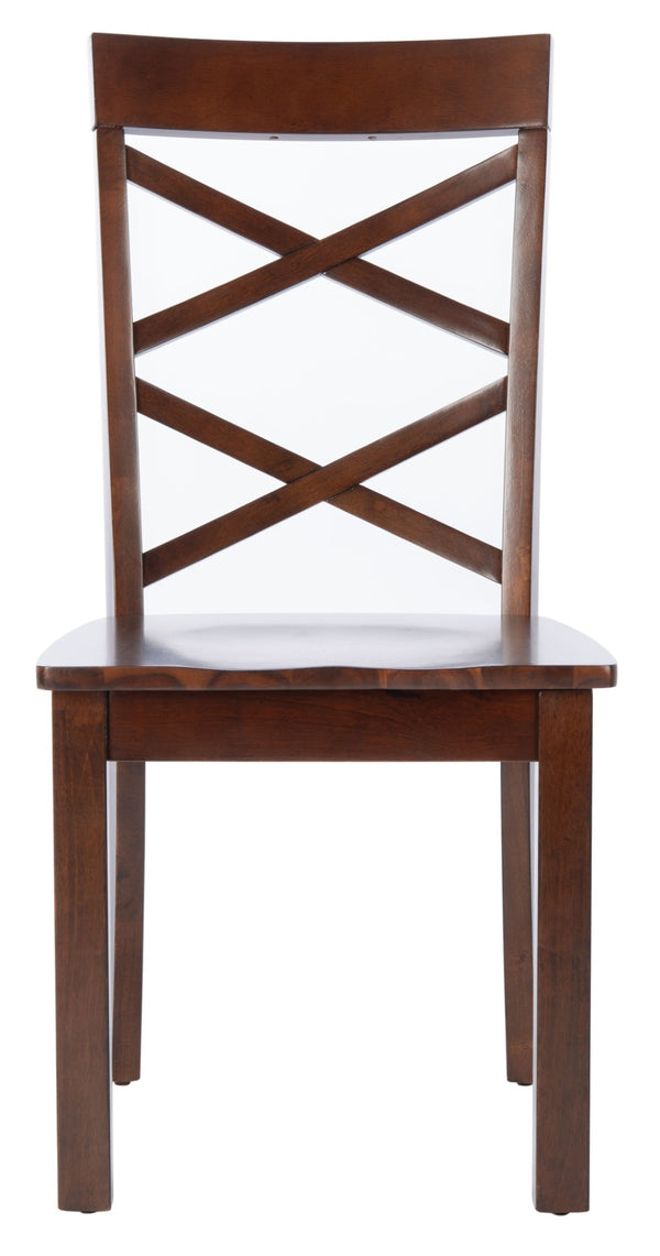 Safavieh AINSLEE Dining Chair Set of 2 - Classic Brown, Cozy Comfort with Double Crossed-Back Design DCH9217A-SET2
