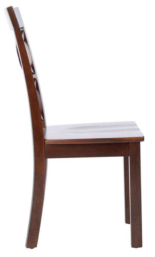 Safavieh AINSLEE Dining Chair Set of 2 - Classic Brown, Cozy Comfort with Double Crossed-Back Design DCH9217A-SET2
