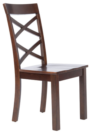 Safavieh AINSLEE Dining Chair Set of 2 - Classic Brown, Cozy Comfort with Double Crossed-Back Design DCH9217A-SET2
